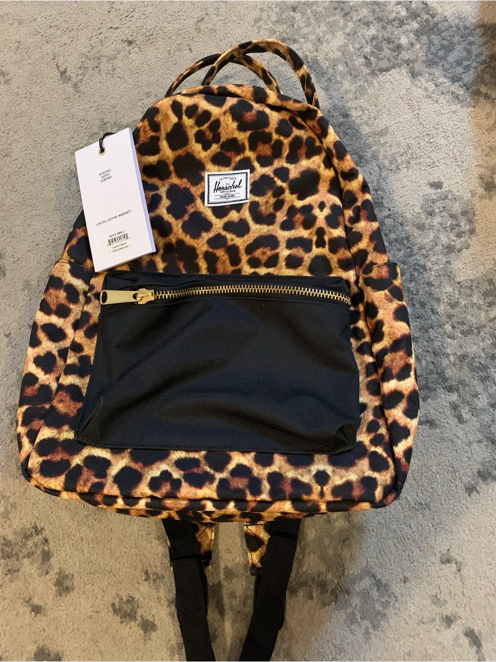 Herschel Leopard Print Backpack with Black Front Pocket
